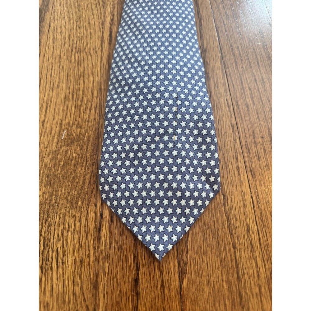 Vineyard Vines Martha’s Vineyard Silk Tie Blue White Star Geometric Mens Necktie